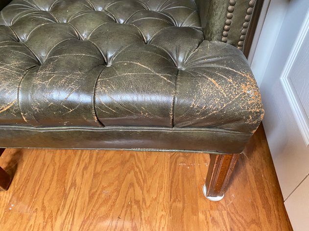 Image for Georgian Style Wingback Tufted Leather Arm Chair