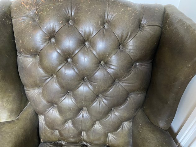 Image for Georgian Style Wingback Tufted Leather Arm Chair