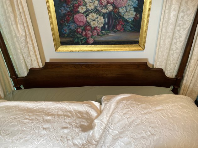 Image for Vintage Solid Wood (4) Poster Full Size Canopy Bed with Curtains