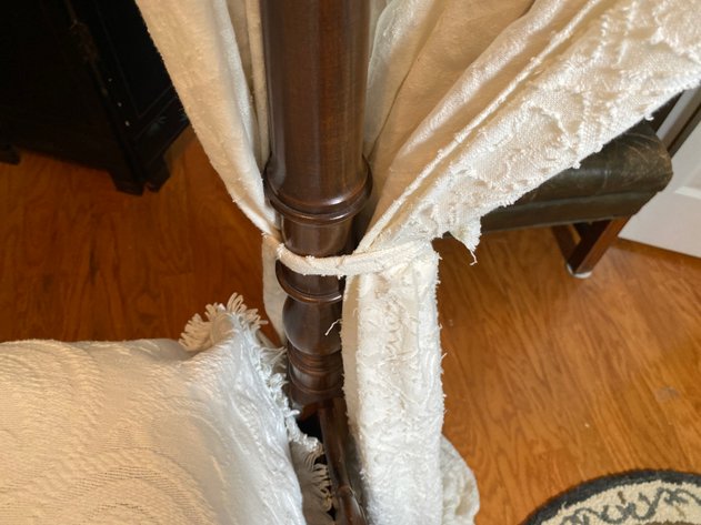 Image for Vintage Solid Wood (4) Poster Full Size Canopy Bed with Curtains