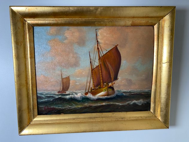 Image for Framed Original Oil on Canvas Signed by Alfred Gabali