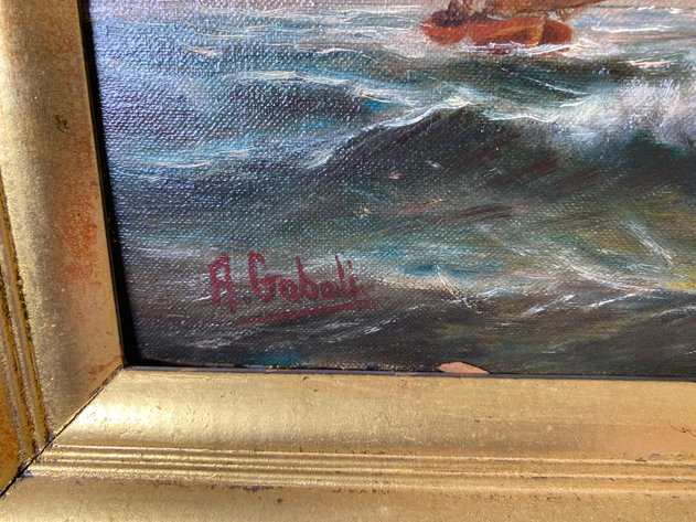 Image for Framed Original Oil on Canvas Signed by Alfred Gabali