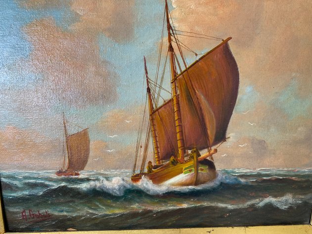 Image for Framed Original Oil on Canvas Signed by Alfred Gabali