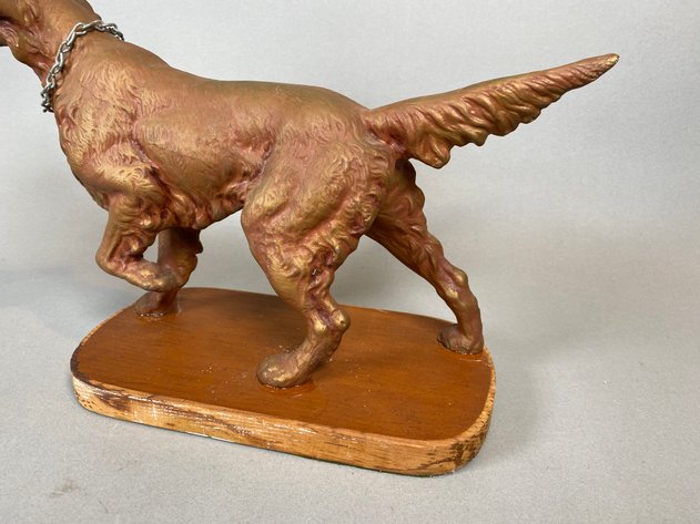 Image for Antique Cast Metal Figural English Pointer Dog Glued to Board
