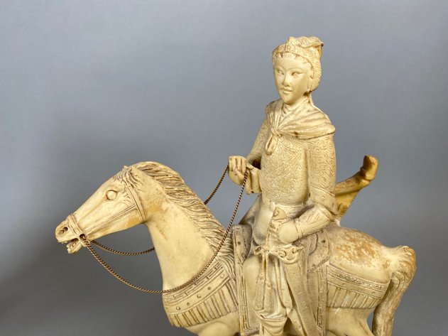 Image for (2) Vintage Resin Chinese Warrior Figurines