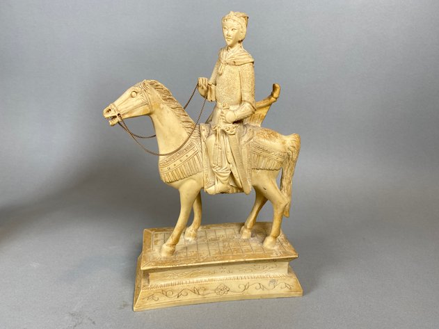 Image for (2) Vintage Resin Chinese Warrior Figurines