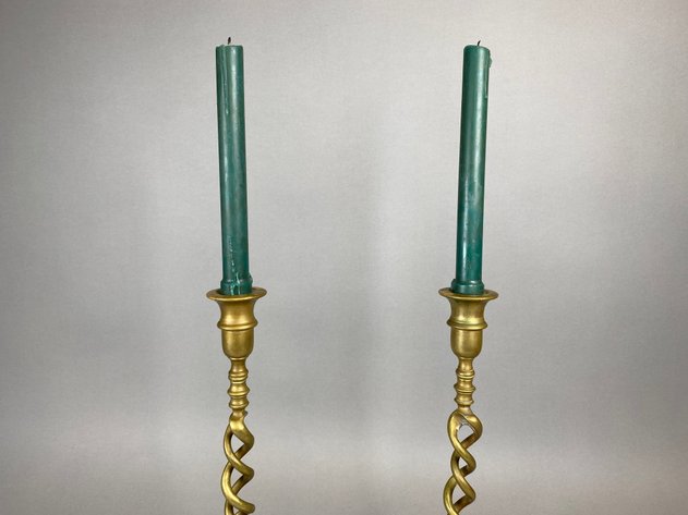 Image for Antique Brass Barley Twist Candle Sticks