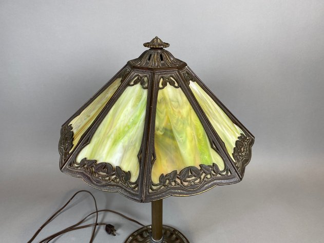 Image for Vintage Slag Glass Tiffany Style Table Lamp