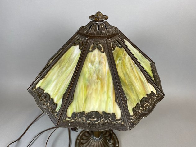 Image for Vintage Slag Glass Tiffany Style Table Lamp