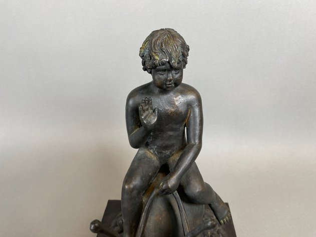 Image for Vintage Mythical Bronze Cherub Riding Snail Sculpture Maitland Smith