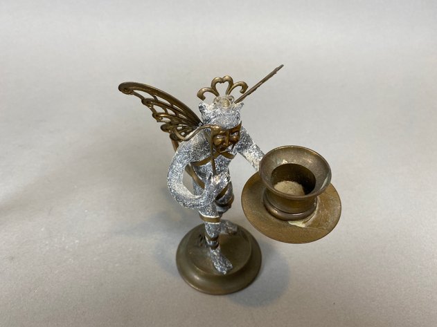 Image for (2) Petites Choses Winged Monkey Brass and Pewter Candle Holders