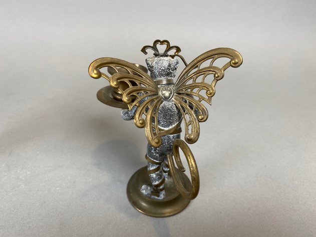 Image for (2) Petites Choses Winged Monkey Brass and Pewter Candle Holders