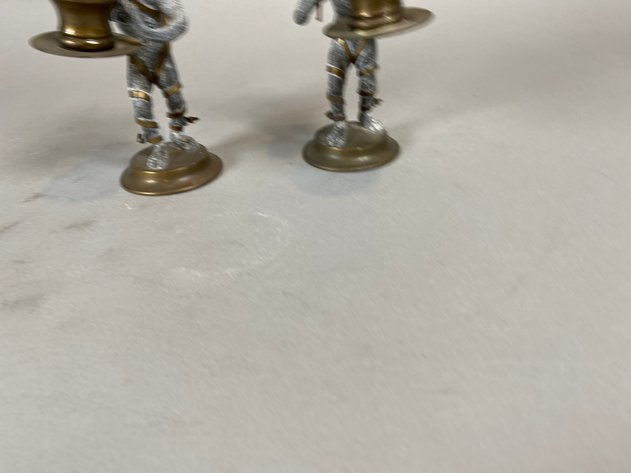 Image for (2) Petites Choses Winged Monkey Brass and Pewter Candle Holders