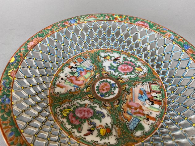 Image for Antique Chinese Rose Medallion Reticulated Bowl