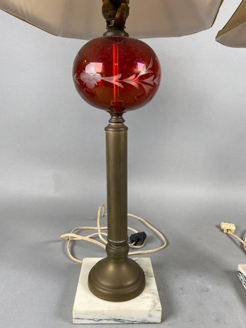 Image for Pair of Cranberry Glass Table Lamps