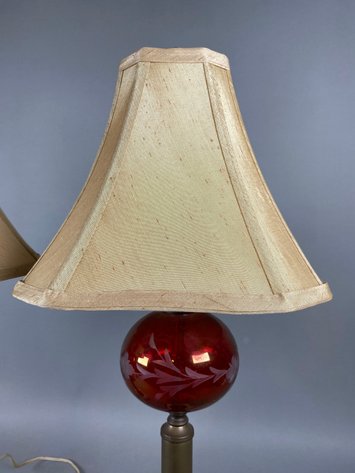 Image for Pair of Cranberry Glass Table Lamps