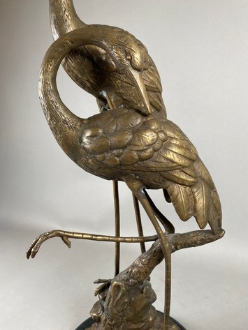 Image for Brass Courting Crane Sculpture