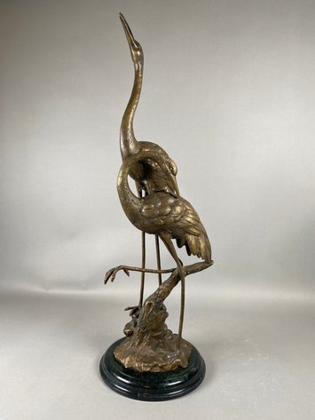 Image for Brass Courting Crane Sculpture
