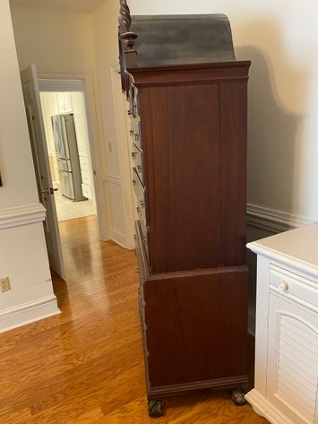Image for Antique New England Chippendale Fan Carved Chest on Chest