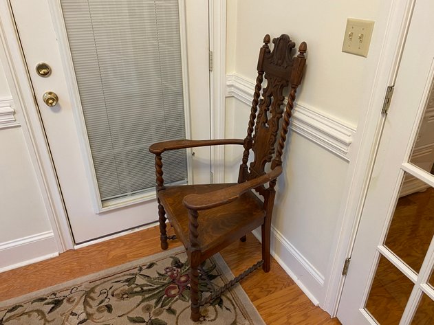 Image for Antique French Barley Twist Carved Oak Arm Chair