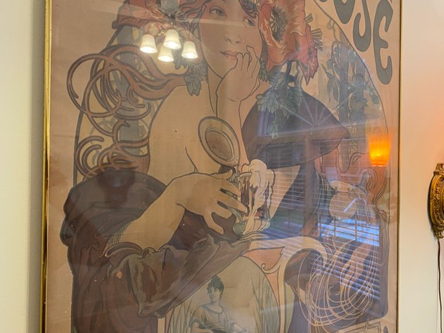 Image for Antique Framed Alphonse Mucha Art Nouveau French Advertising Poster