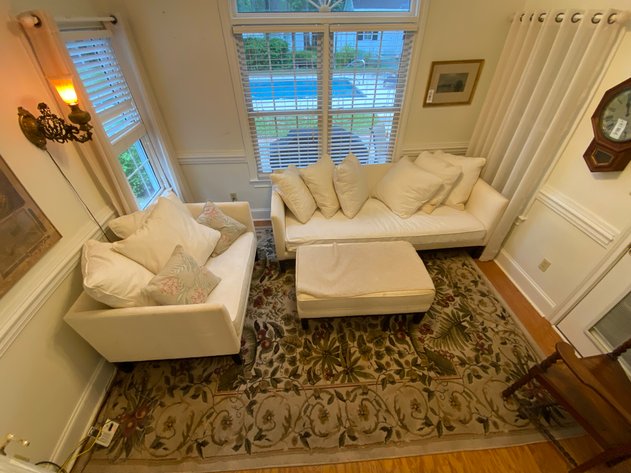 Image for Sun Room Furniture Includes Oversized Arm Chair, Sofa, Ottoman and Large Area Rug