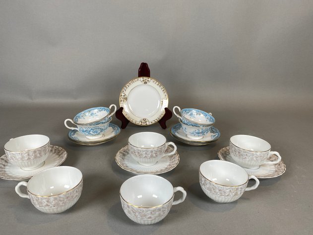 Image for (18) Piece Assortment of Antique China, Including (8) Antique Rorstrand Cups and Saucers and (10) Unmarked Cups and Saucers