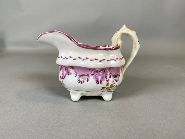 Image for (15) Piece Collection of Early 1800s Antique Pink and Purple Rose Gold, Hand Painted English Lustreware
