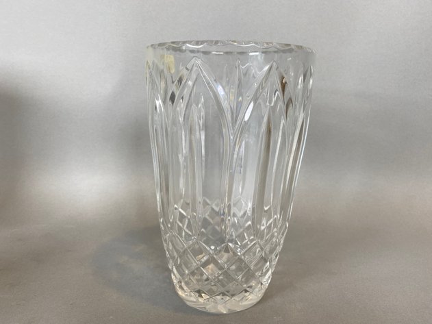 Image for (7) Piece Assortment of Vintage Cut Crystal Vases, Hand Blown Floral Art Glass and Glass Floral Frog