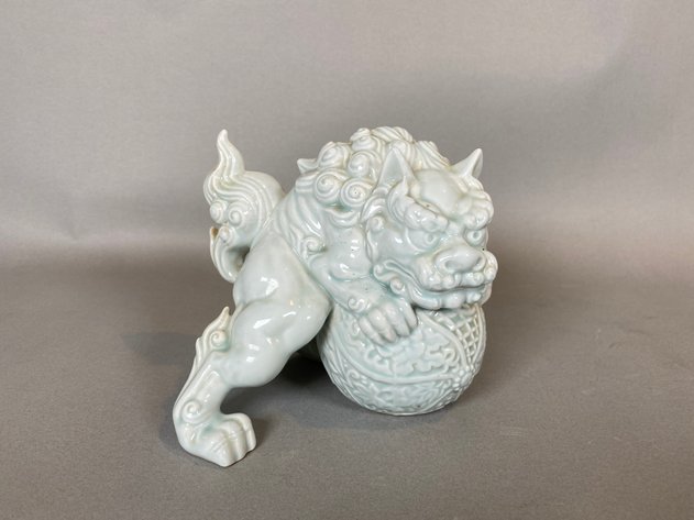 Image for Pair of Vintage Celadon Foo Dog Figurines