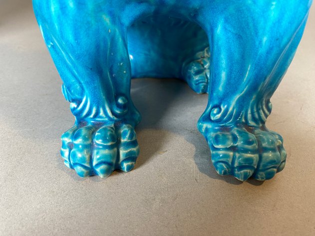 Image for Pair of Turquoise Glazed Ceramic Chinese Foo Dog Statues