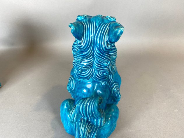 Image for Pair of Turquoise Glazed Ceramic Chinese Foo Dog Statues