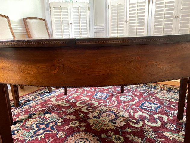 Image for Antique Fine Inlaid Round Mahogany Gaming Style Table with Bell Flower Decorations