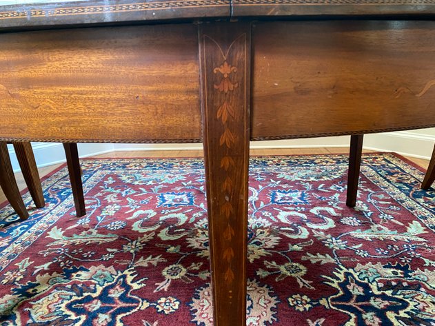 Image for Antique Fine Inlaid Round Mahogany Gaming Style Table with Bell Flower Decorations