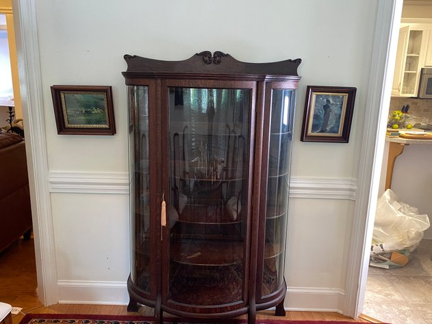 Image for Antique Bow Front Mahogany China Cabinet