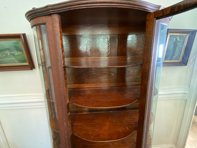 Image for Antique Bow Front Mahogany China Cabinet