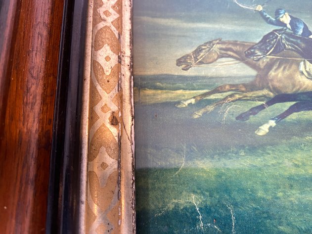 Image for Wooden Framed Print of Theodore Gericault's The Derby at Epsom, Brass Setter Trinket Box and 