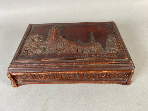 Image for Vintage Chapel Tufts Syroco Style Wooden Valet or Trinket Box