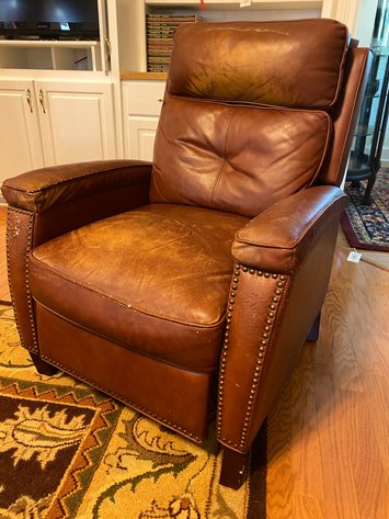 Image for MCM Leather Recliner with Nail head Trim