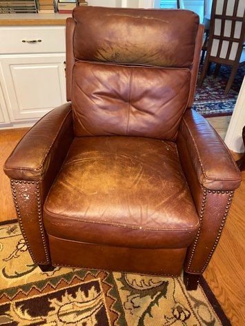 Image for MCM Leather Recliner with Nail head Trim