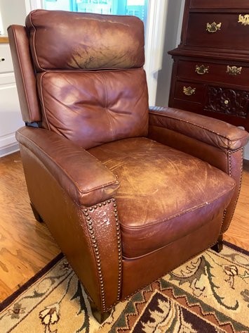 Image for MCM Leather Recliner with Nail head Trim