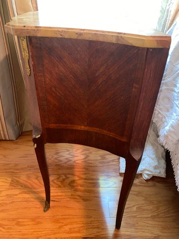 Image for French Louis XV Mahogany and Marble Top Commode Nightstand/ Lamp Table
