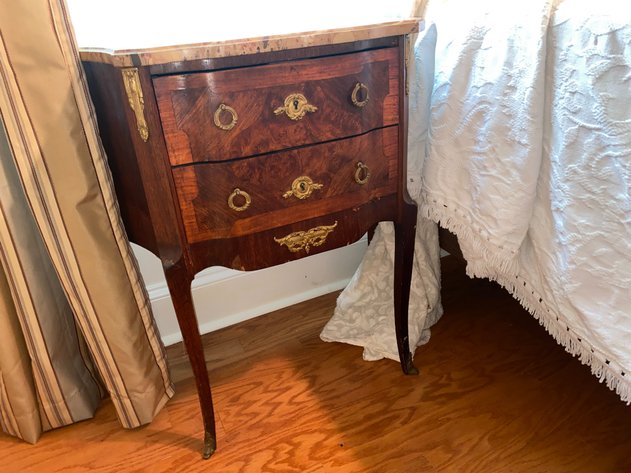 Image for French Louis XV Mahogany and Marble Top Commode Nightstand/ Lamp Table