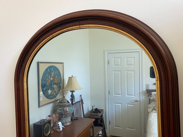Image for Antique Wooden Framed Wall Mirror