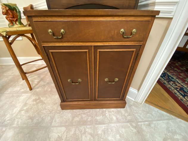 Image for (2) Piece Cupboard with Antique Tudor Style Lead Glass Topper and (2) Door Cabinet Base