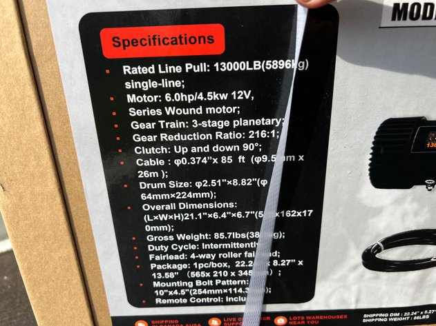 Image for 13000lb Electric winch
