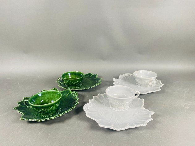 Image for Set of (4) Vintage Steubenville Woodfield Snack Plate & Tea Cup Sets
