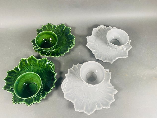 Image for Set of (4) Vintage Steubenville Woodfield Snack Plate & Tea Cup Sets