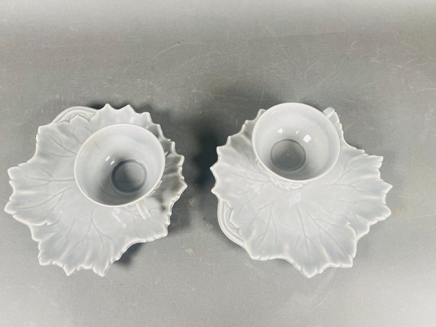 Image for Set of (4) Vintage Steubenville Woodfield Snack Plate & Tea Cup Sets