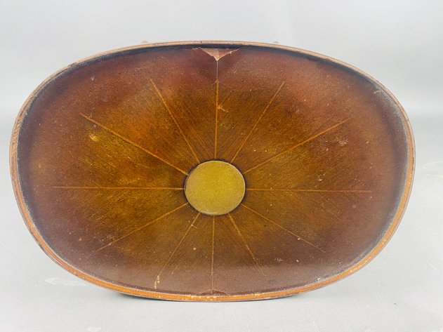 Image for Vintage Oval Wood Side Table with Bamboo Legs